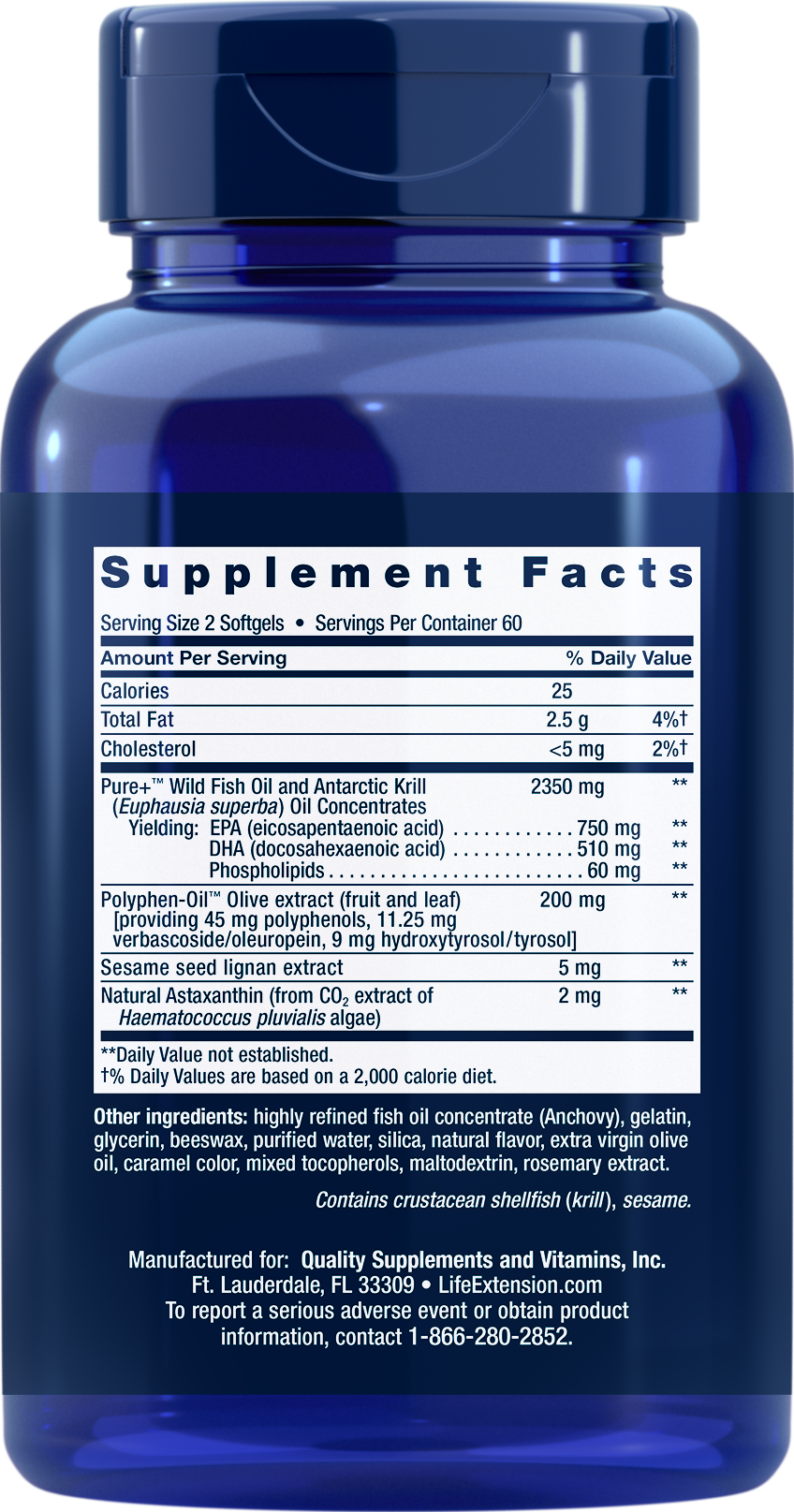 Super Omega-3 Plus EPA/DHA Fish Oil, Sesame, Olive, Krill & Astax.